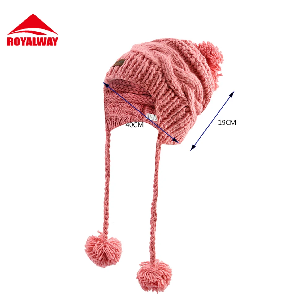 ROYALWAY женская уличная шапка зимние теплые вязаные шапки походные шапочки для кемпинга хлопковый бант Femme новое поступление# RPCL4550F