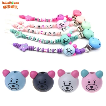 

10pcs Wood Beads 25MM Wooden Bear Head Teething Chew Beads For Baby DIY Pacifier Chain