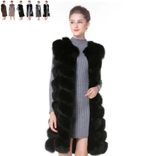 Жилет и пальто из натурального меха лисы, женские пальто из натурального меха лисы, жилет 90 см, женский черный жилет из натурального меха лисы, длинное пальто, DHL 5 дней
