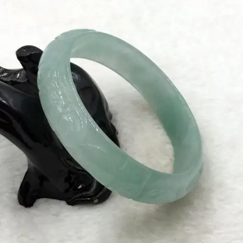 

2287 China Hand-carved Green Emerald Green Jadeite Jade Bracelet Bangle