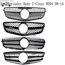 Подходит для Mercedes Benz C-CLASS W204 2008 2009 2010 2011 2012 2013 DIAMOND AMG решетка C180 C200 C300 черный гриль