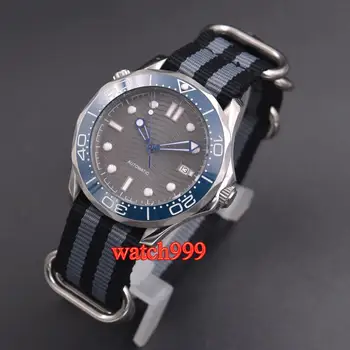 

41mm BLIGER mechanical Nylon strap watches men gray sterile dial luminous ceramic bezel Sapphire crystal automatic men's watch