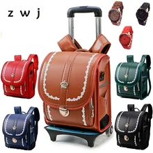 Рюкзак принцессы для девочек школьная сумка для багажа для детей на молнии и застежке из искусственной кожи Школьные рюкзаки на колесиках