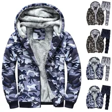 JAYCOSIN Топ Мужская Толстовка Зимняя камуфляжная теплая флисовая куртка на молнии топ брюки наборы 12,24