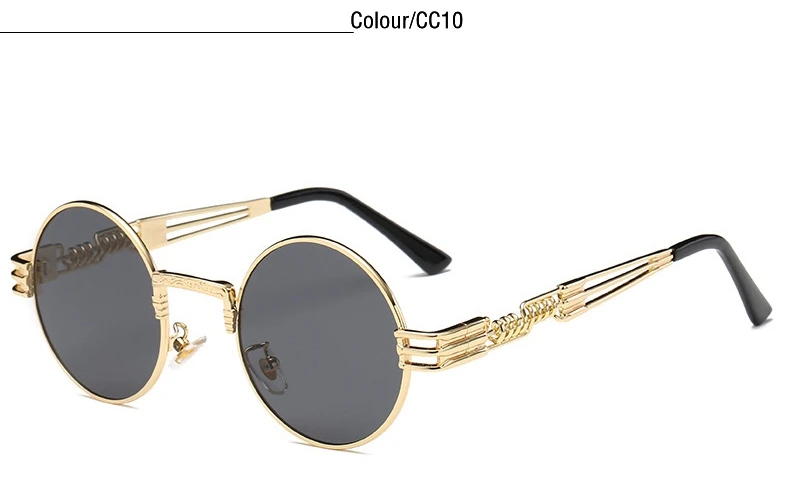 Высококачественные готические стимпанк Модные мужские солнцезащитные очки круглые женские дизайнерские винтажные металлические солнцезащитные очки UV400 Oculos de sol