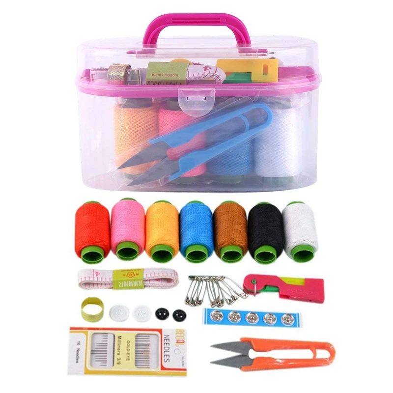 

Portable Sewing Kit - Craft Tools Supplies Mini Box Enhanced Needles Cross Stitch Assorted Threads Basic Suitable For Home Tra