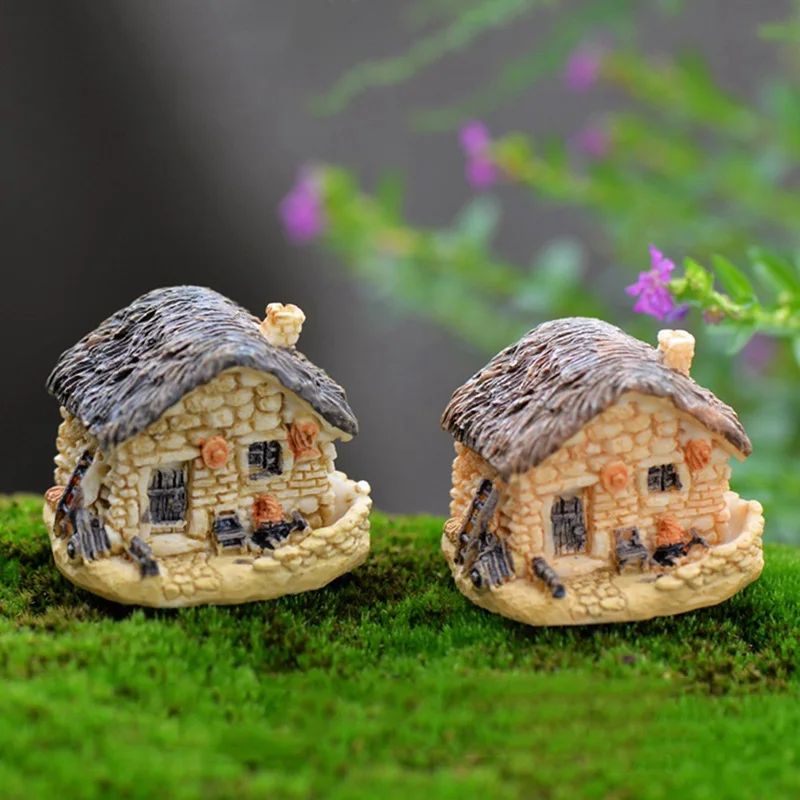 Каменный дом Сказочный Сад миниатюра Kawaii Мини смолы маленький сад дома микро