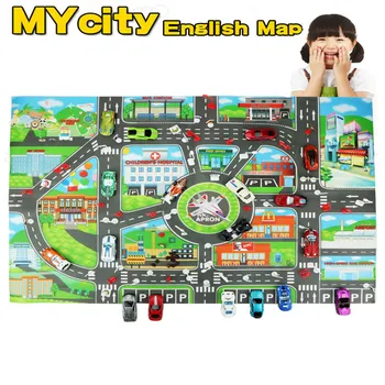

Urban Parking Scene Road Map Textiles for Car Vehicle Toy English Edition Children Good Gift Toy Big Size 83*57CM