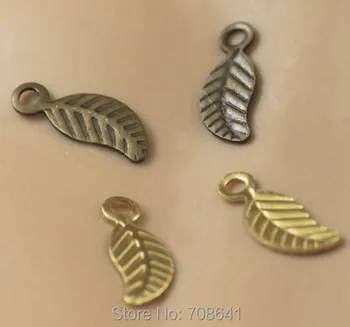 

3x9mm Vintage Leaf Metal Wraps Links European Tiny Charms Hair Clasp Bu Yao Accessories DIY Findings Multi-Color
