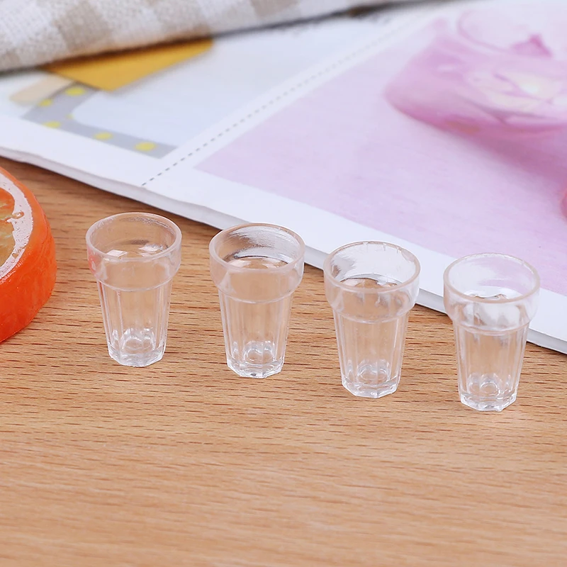 4Pcs/Lot Mini Cola Wine Beer Cup Dollhouse Craft Transparent Miniature Home Decoration Glass Model DIY Parts 13mm*19mm |