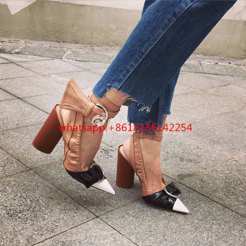 

Brand Shoes Fashion 2017 Pointed Toe High Heels Sandals Street Style Summer Ankle Strappy Buckle Sandals Big Knot Shoes Woman