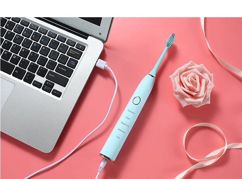 Ультра sonic отбеливающая зубная щетка электрическая ультразвуковая зубная щетка USB Перезаряжаемые IPX8 Водонепроницаемый с 5 средство для