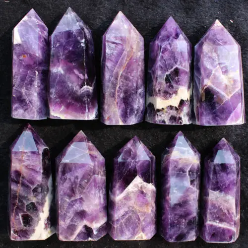 

1155g 10Pcs NATURAL Dream Amethyst QUARTZ CRYSTAL WAND POINT HEALING