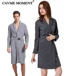 CAVME 2019 Весна флис для мужчин кимоно халат Горячая весна длинные халаты сплошной цвет серый, черный домашняя одежда пижамы Loungewear