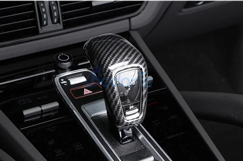 

Car Interior Carbon Fiber Color Gear Knob Cover Handle Shift Overlay Car Styling 2018 2019 For Porsche Cayenne Accessories