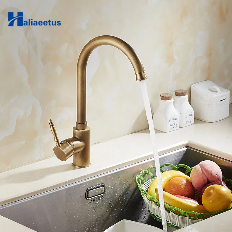 360° Swivel Antique Brass 2 Handles Basin Sink Kitchen Bathroom Faucet Mixer Tap 