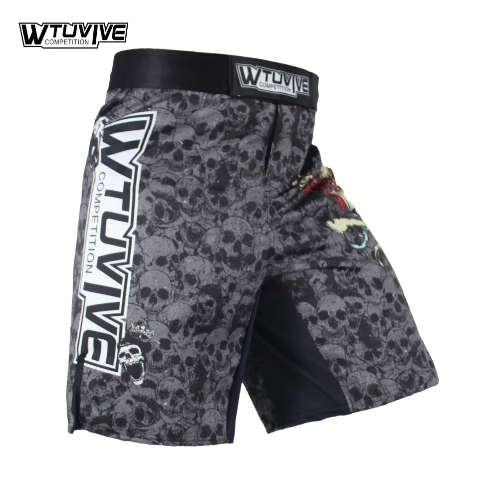 Шорты SUOTF MMA мужские для фитнеса свободные штаны тайского бокса с рисунком черепа