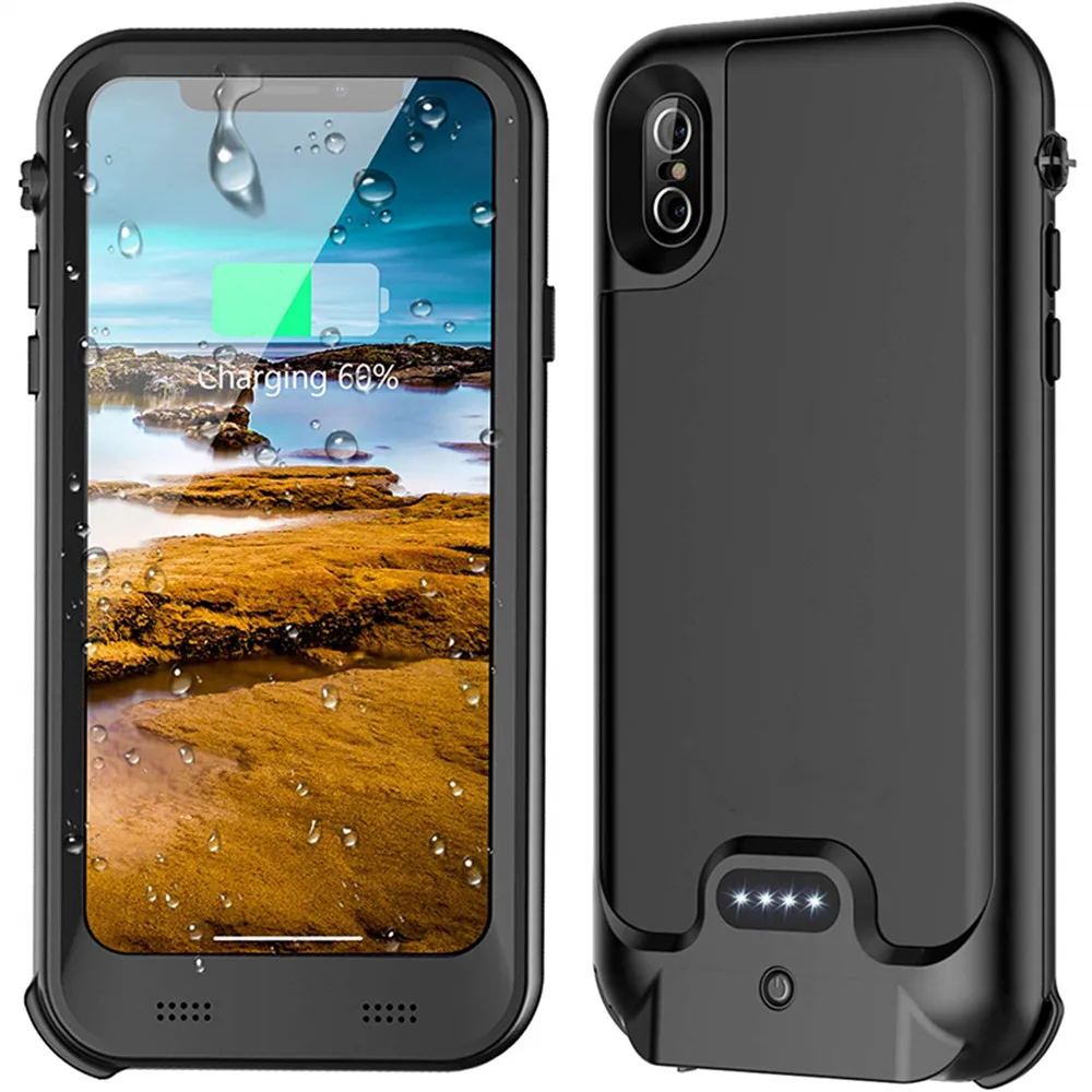 Водонепроницаемый чехол для iPhone X/XS Ультратонкий с зарядным устройством 3600 мАч