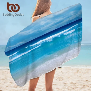 

BeddingOutlet Ocean Bath Towel For Bathroom Microfiber Blue Travel Beach Towel for Adults Starfish Blanket serviette 75x150cm