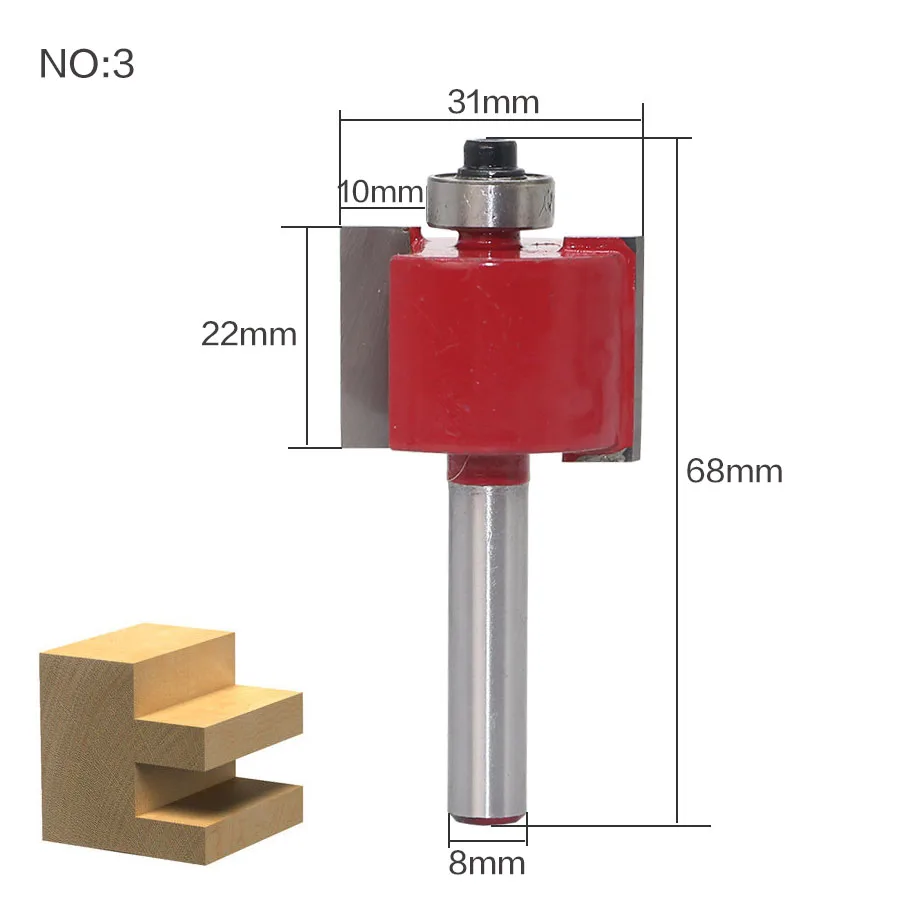 1 шт. 8 мм хвостовик древесины фрезы прямой концевой фрезы триммер очистки заподлицо отделка угловая круглая бухта коробка биты инструменты фрезерные Cutte - Длина режущей кромки: NO3