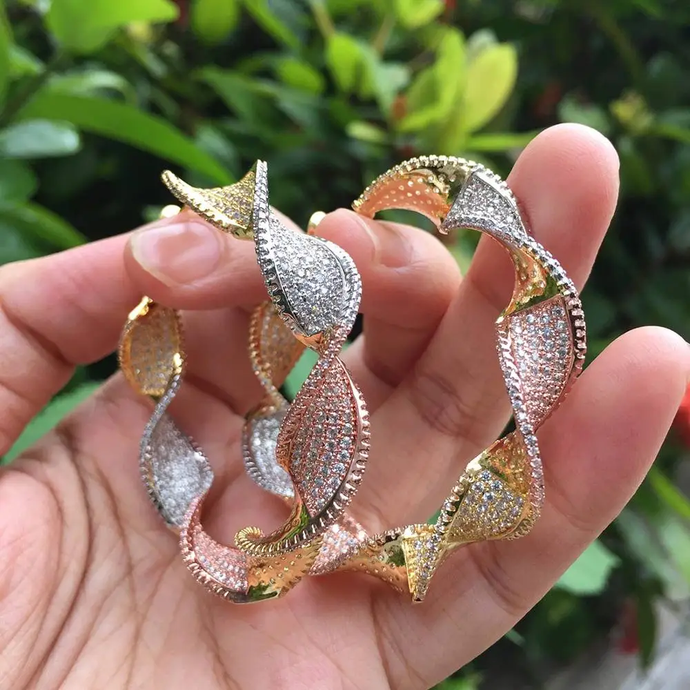 

ModemAngel Luxury Ribbon Luxury Special Shape Cubic Zirconia Party Wedding Saudi Arabic Dubai Earrings