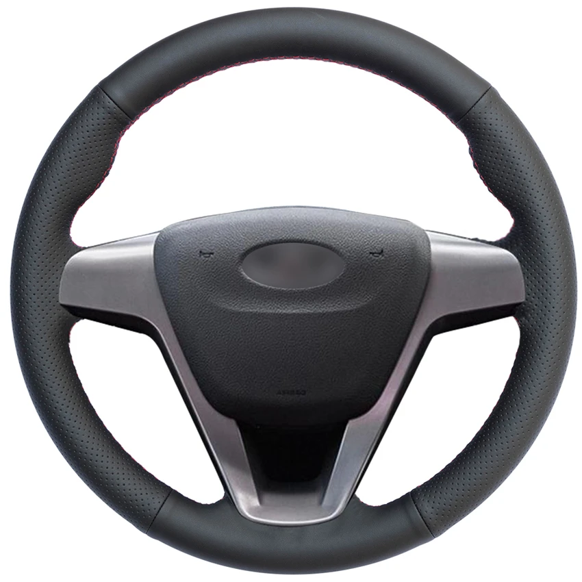 

Hand-stitched Black Artificial Leather Comfortable Anti-slip Comfortable Car Steering Wheel Cover for Lada Vesta 2015 2016 2017