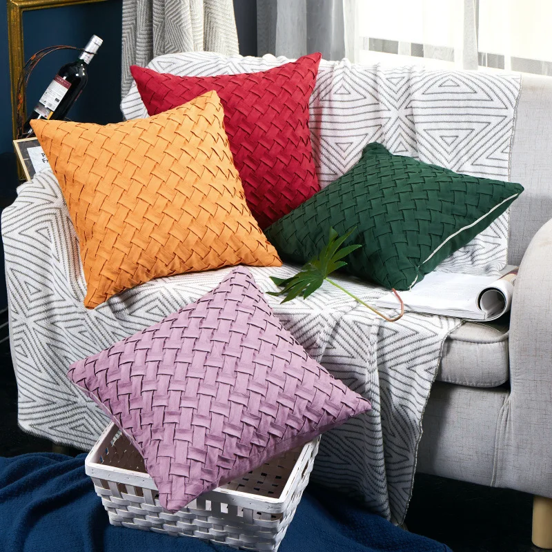 

Hot fashion sofa cushion cover 45x45cm jacquard throw pillow cover solid decorative pillow case for home hotel car office decor