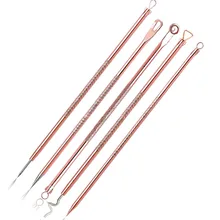 Популярный 5 шт./компл. золото Нержавеющая сталь угри, акне, недостатки кожи инструменты для удаления прыщей по уходу за кожей лица Наборы