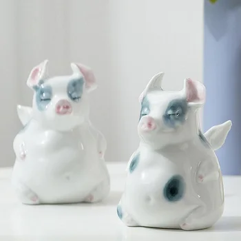 

Flying Pigs Figurines Piggy Bank Pigs With Wings Animal Money Box Ceramic Art&Craft Home Decoration Accessories R2000