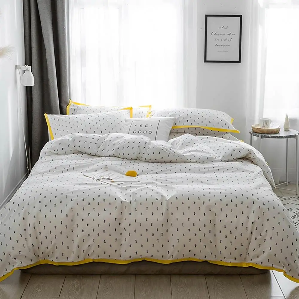 

2019 INS Simple Little Pineapples Bed Cover Duvet Cover Set Cotton Bedding Set Bedlinens Twin Queen King Flat Sheet Fitted Sheet