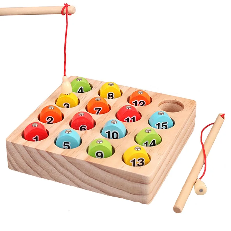 EPCHOO Fishing Game, Montessori Wooden Fishing Toy For Toddler