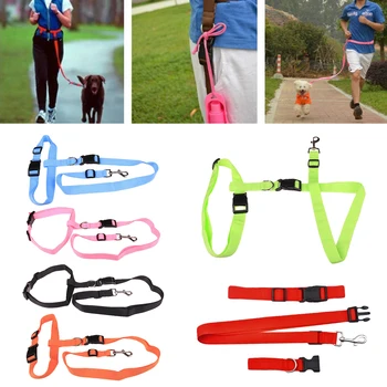 

2.5M Waist Pet Dog Leash Running Jogging Puppy Dog Lead Collar Sport Adjustable Walking Leash Candy Colors