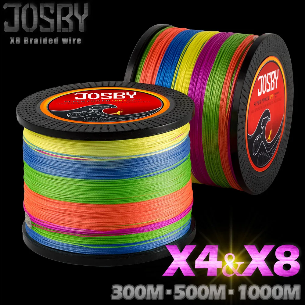 

JOSBY 300M 500M 1000M 4 Strands 8 Strands Multicolour PE Braided Wire Multifilament Fishing Line Fishing Carp Fishing Tackle