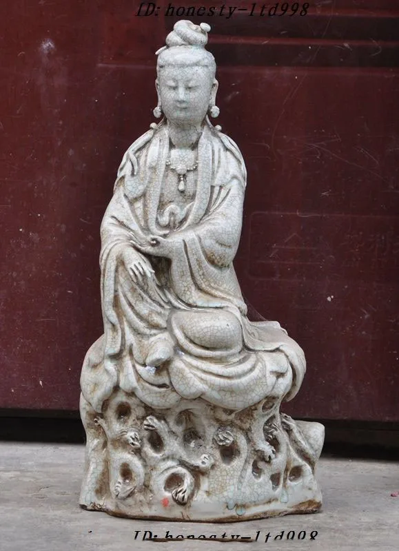 

Crafts statue Antiques China Temple joss Old Porcelain glaze Quan yin Kwan-yin Guanyin Statue