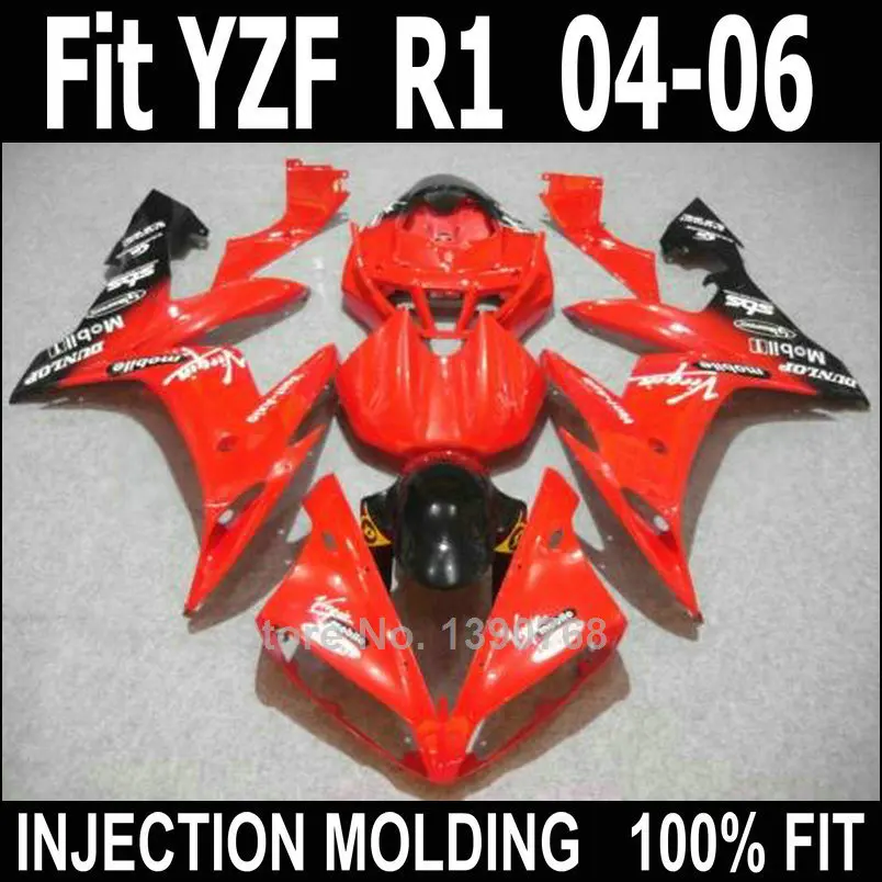 

Fairing kit for Yamaha injection molded YZF R1 2004 2005 2006 red black body work fairings set YZFR1 04 05 06 NV12