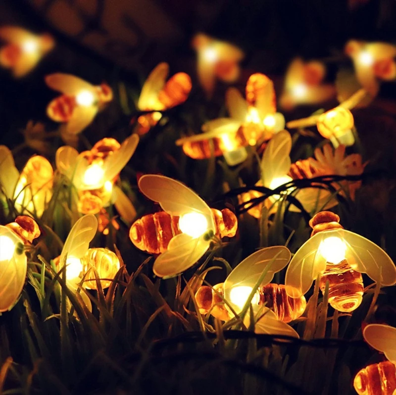 

Solar Powered Honey Bee String Lights 30 LED Solar OutdoorFairy String Lights