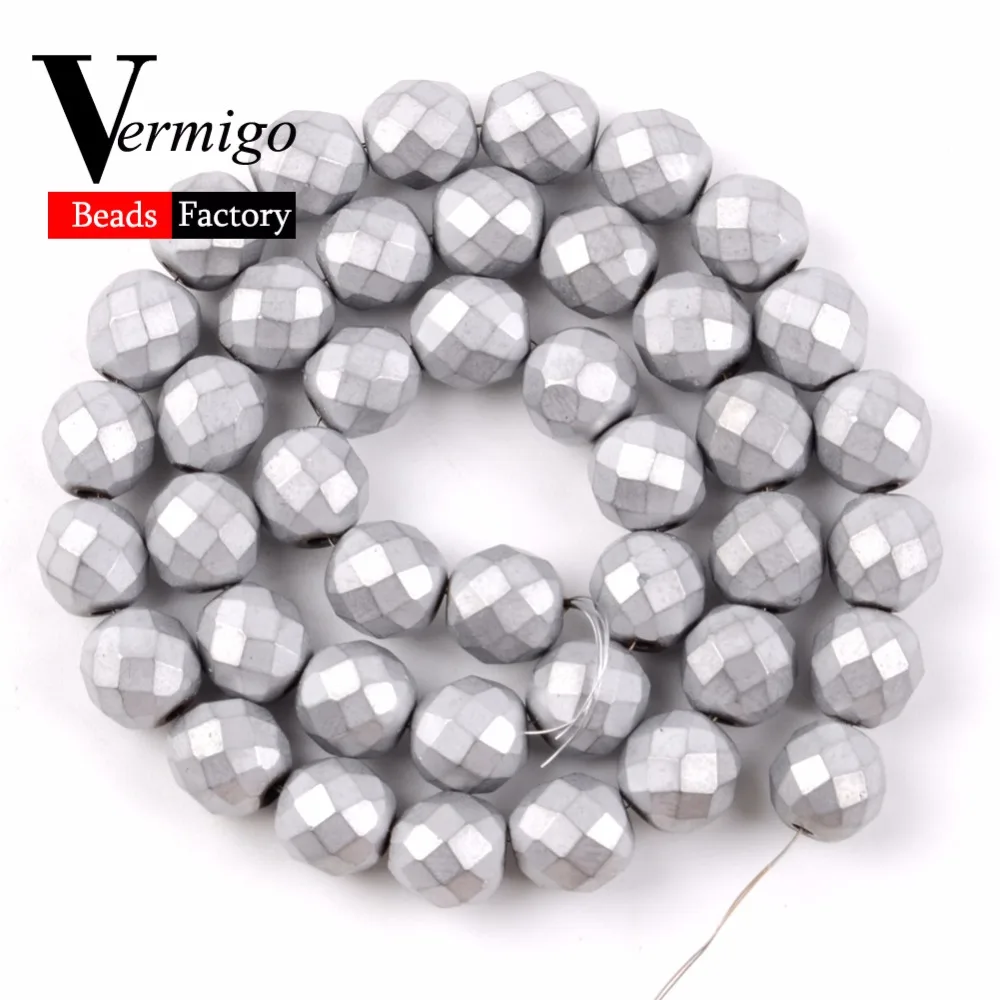 

Natural Stone Beads Faceted Dull Polished Matte Silver Hematite Beads For Jewelry Findings Making 3 4 6 8 10mm Diy Bracelet 15"