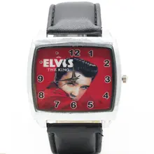 Часы Кварцевые наручные часы Новинка года модный стиль Обувь для мальчиков и девочек Элвис Пресли ремешок смотреть подарок