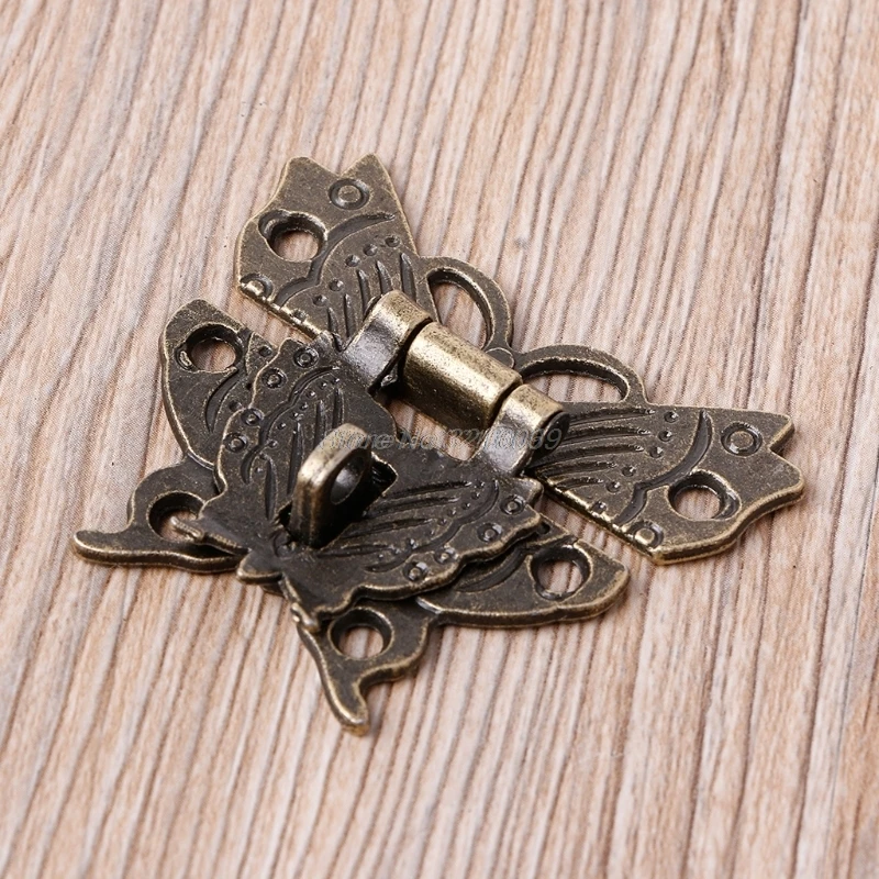 

Retro Vintage Butterfly Latch Hasp Wooden Jewelry Box Case Lock Pad Chest Lock Sep12 Drop Ship