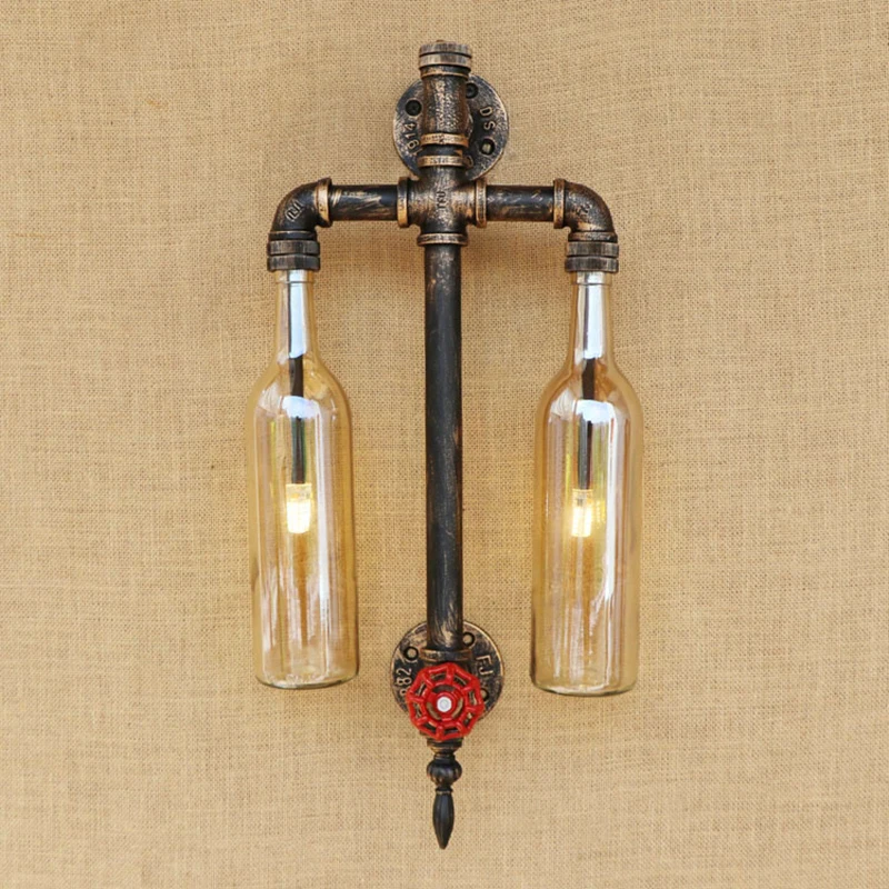 Vintage Glass shade wall lamp LOFT livingroom wall light with G4 LED lights bedroom light foyer  decoration Sconce 220v