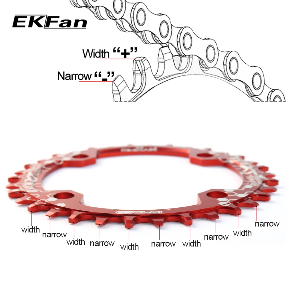 EKFan XT круглая форма узкая широкая 104BCD 30T 32T 34T 36T 38T 40T 42T 44T 46T 48T 50T 52T велосипедная цепь MTB велосипедная цепь