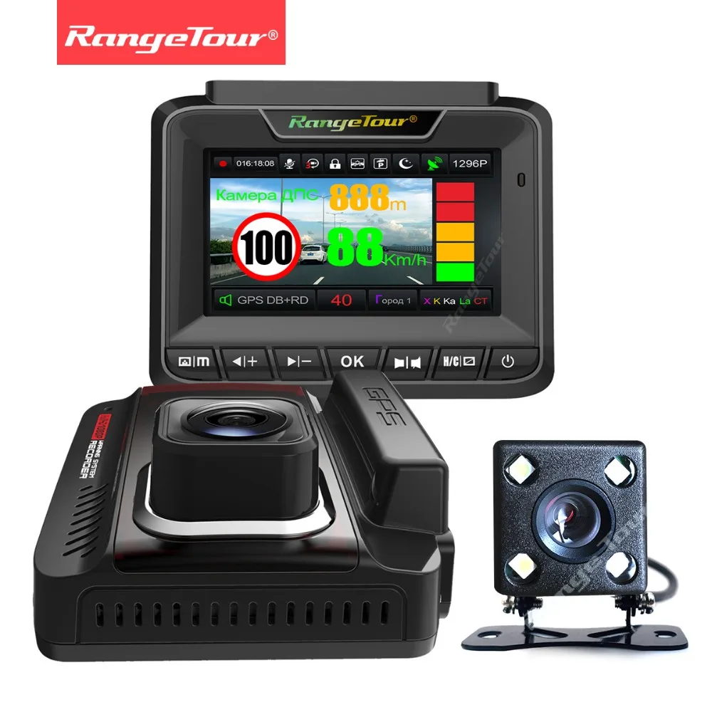 Russia 3 in 1 Radar Detector font b GPS b font Dual Lens Dash Cam Video