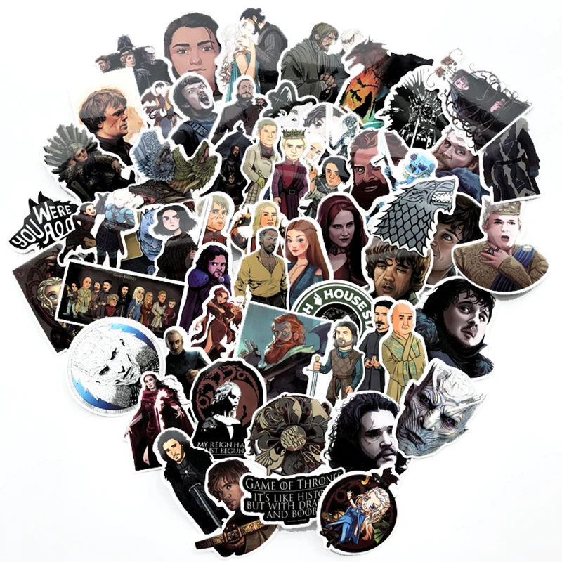 

61PCS/lot Game of Thrones 2019 Stickers Decal For Snowboard Laptop Luggage Car Fridge DIY Styling Vinyl Home Decor Cartoon
