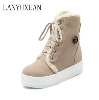 

2017 New Snow Boots Russia Warm Large Size 34-52 Women Boots High Quality Thick Snow Patent Winter Shoes Woman Middle Boot 825