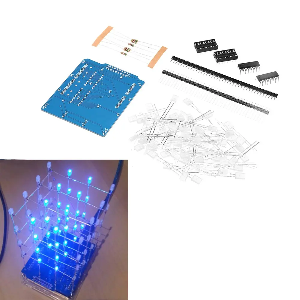 

4X4X4 Blue LED Light Cube Kit 3D LED DIY Kit For Arduino DIY Kit