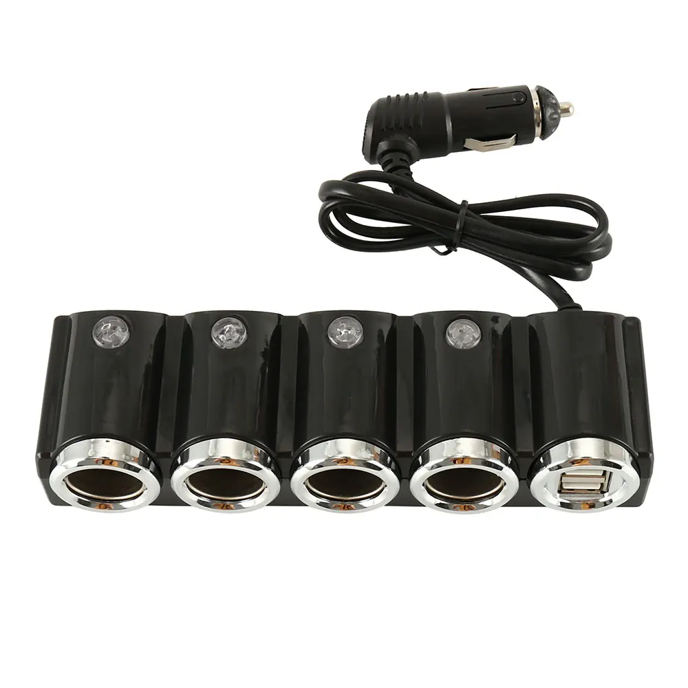 DC 12V/24V 4 Way Auto Car Cigarette Lighter Socket Splitter Power Charger Adapter Charging Dual USB Ports for Smartphones Hot | Автомобили