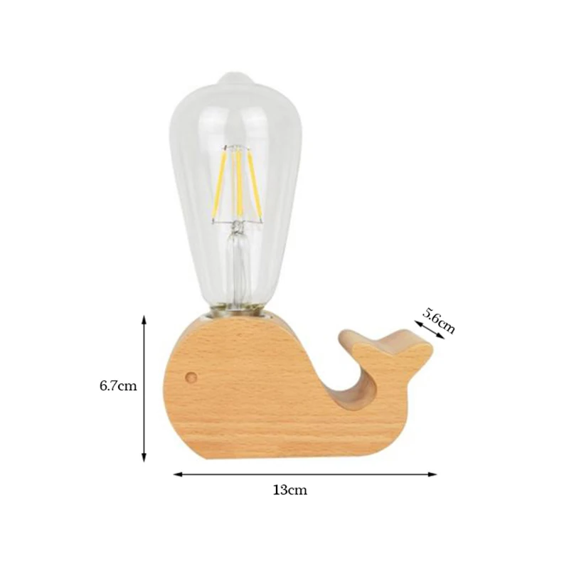 Деревянная вилка европейского стандарта, маленькие настольные лампы креативные скандинавские современные Романтический Теплый Спальня Бар Потолочные светильники 220V слон, Кит прикроватная настольная лампа