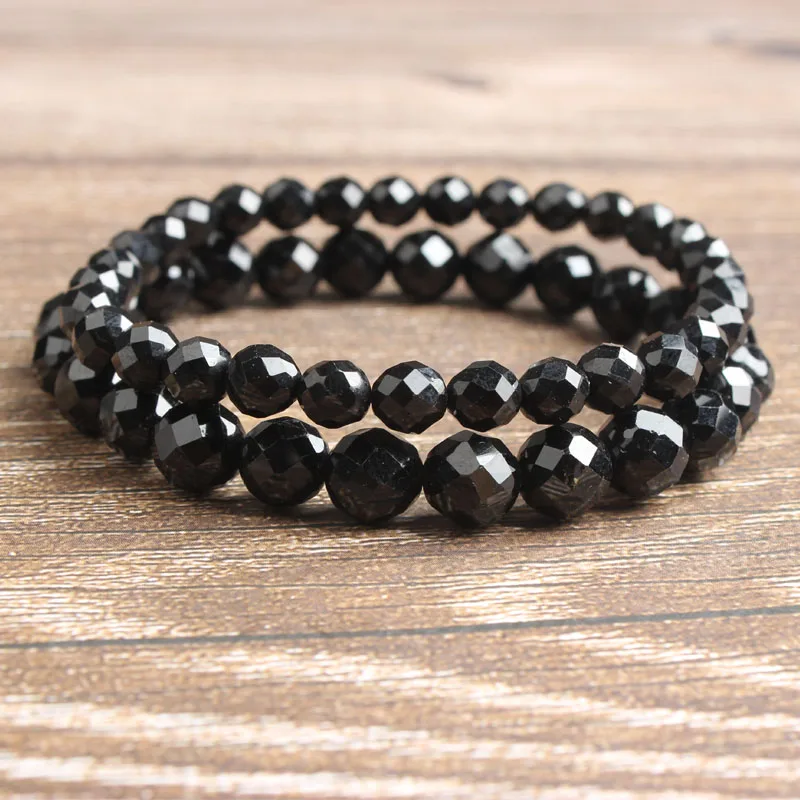 

LanLi 4/6/8/10mm fashion natural Jewelry jet stone beads Bracelet DIY Charms Men Strand Beads Yoga Women Bracelets