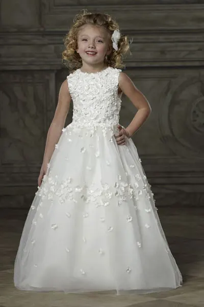 Cheap Ivory Flower Girl Dresses Kids Prom Dresses Floral Cheap Lace A Line Pageant Dresses For Little Girls 2016 First Commuion Dress