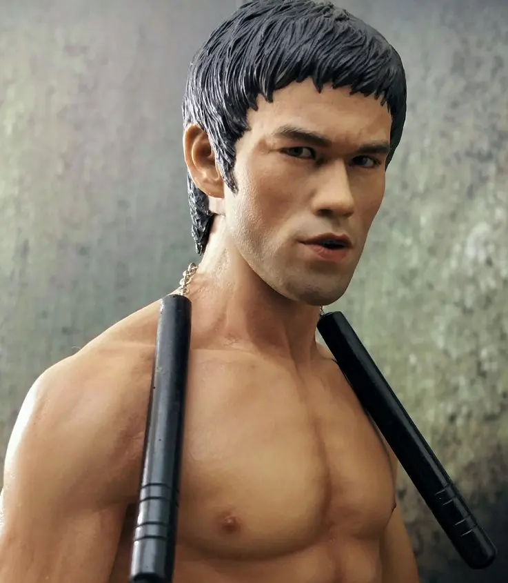1/6 Bruce Lee Head Sculpt For Hot Toys Enterbay Male Figure Body 